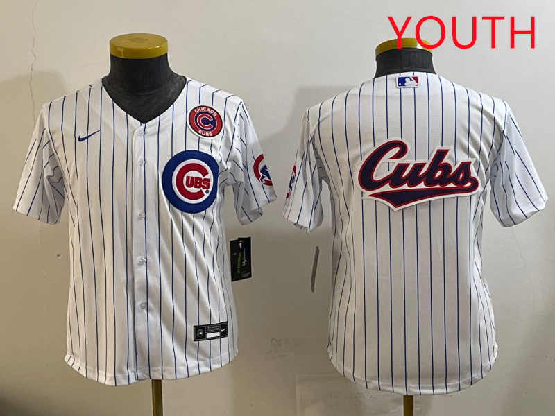 Youth Chicago Cubs blank white  MLB 2025 jersey style 4->youth mlb jersey->Youth Jersey